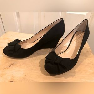 Jessica Simpson brand wedge heels, size 9, black, never worn.